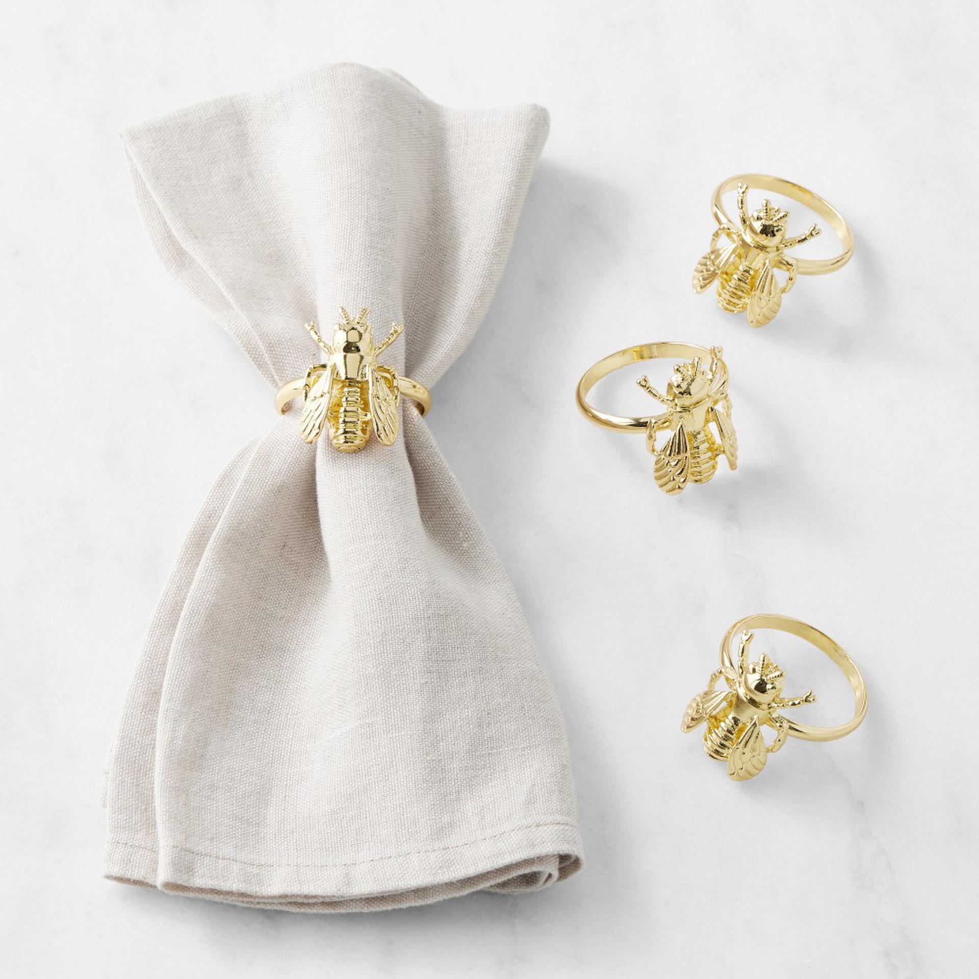 Williams Sonoma Bee Gold Napkin Rings Set of 4 Pottery Barn Australia